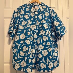 Old Navy Blue and White Floral Shirt